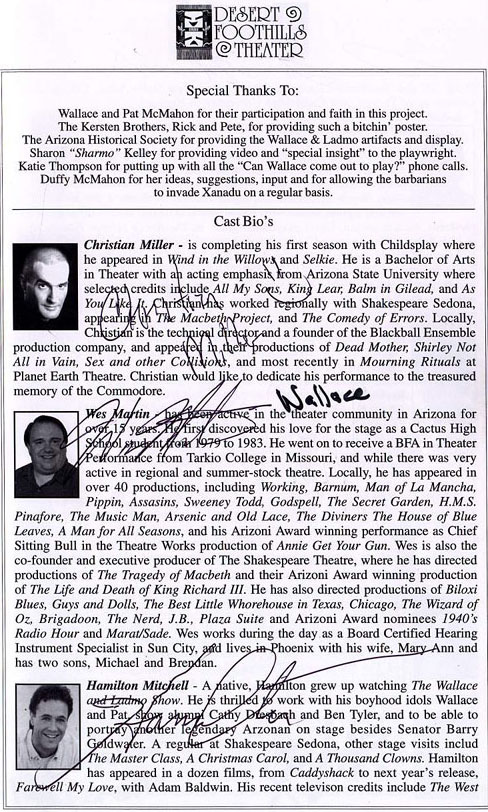 Special Thanks and some Cast Bio's